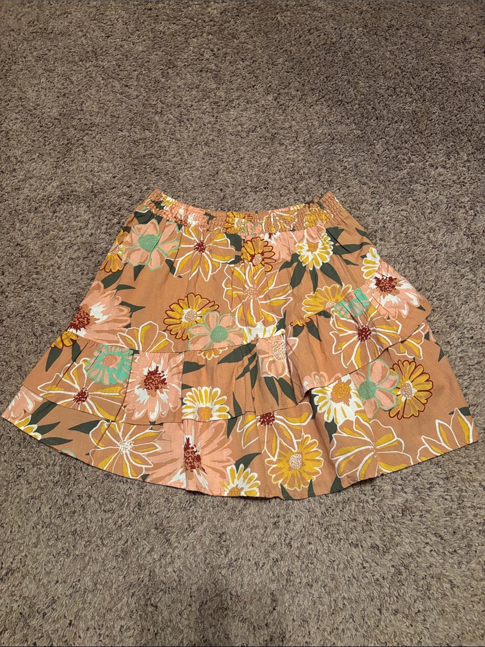 Roxy Floral Tiered Boho Beach Skirt S